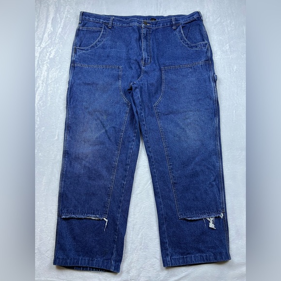 Vintage Guide Gear Double Knee Cargo Jeans Mens 48x32 - Picture 1 of 9